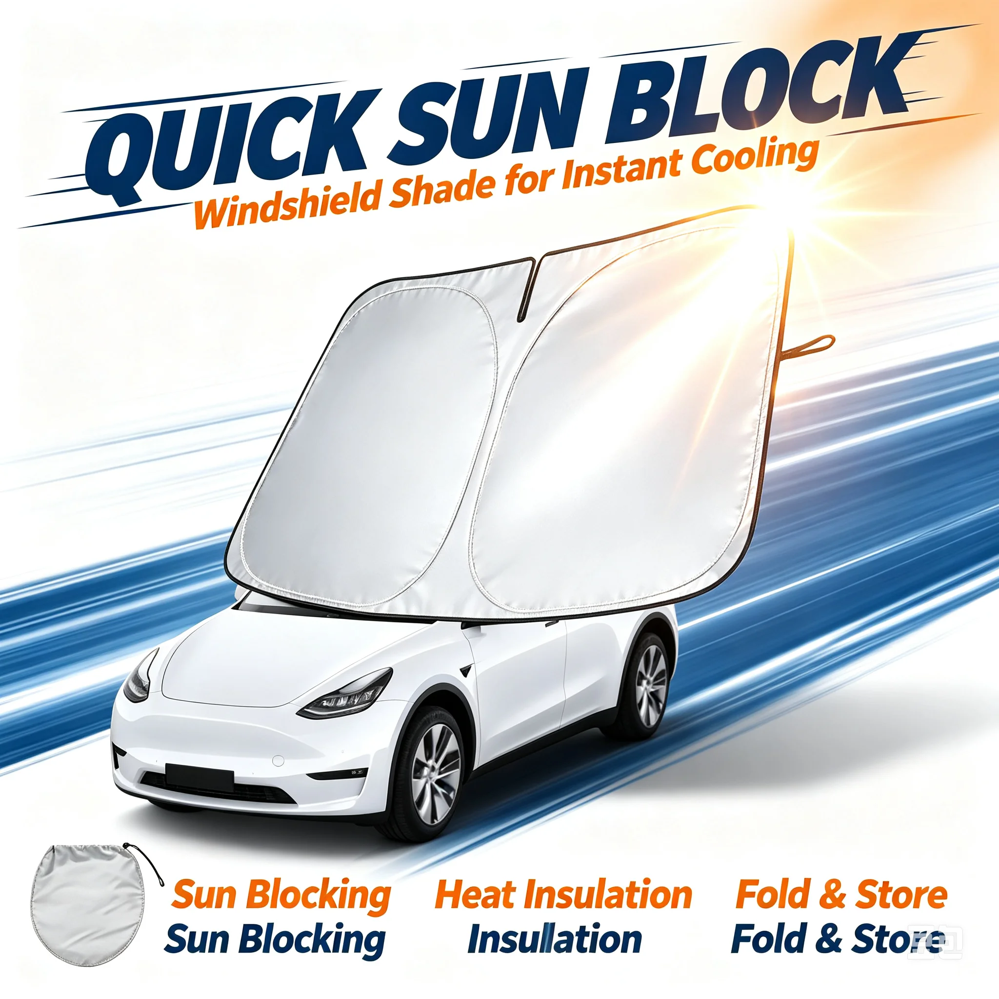 Car Sunshade Windshield Umbrella Foldable - Parasole per Auto con Riflessione UV,