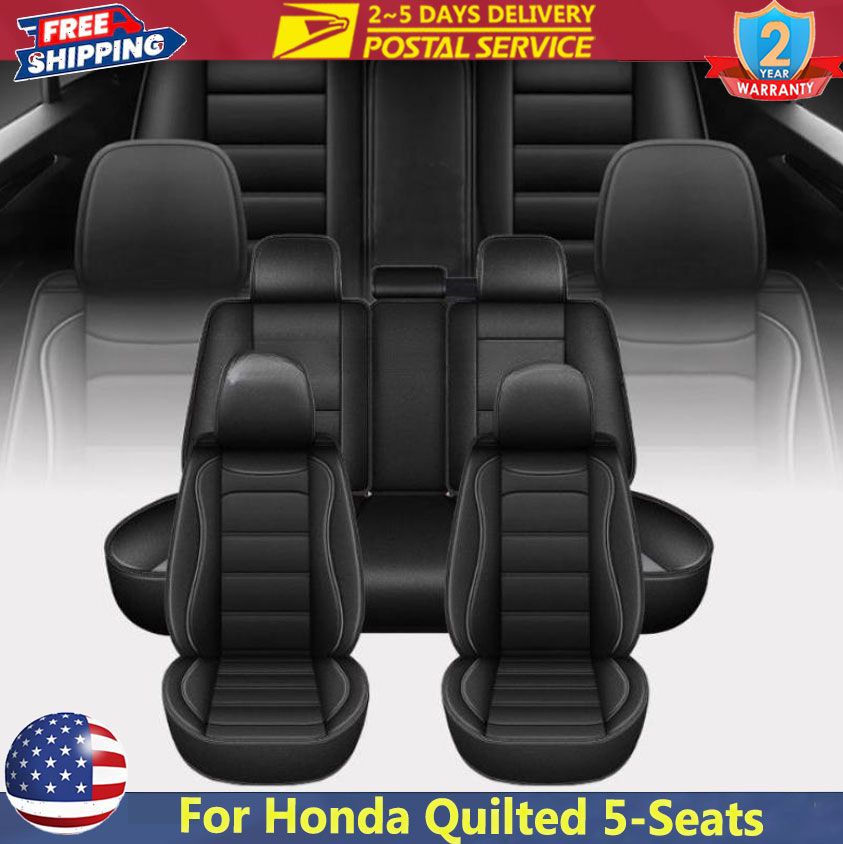 Leather Car Seat Covers Full Set Universal - Coprisedili Universali Neri per 5 Posti