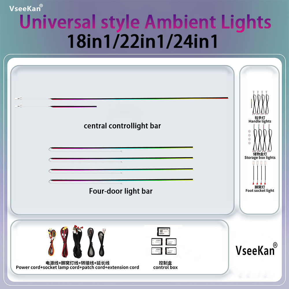 Led Ambient Interior Car Lights App Control - Kit di Illuminazione Ambientale per Auto,