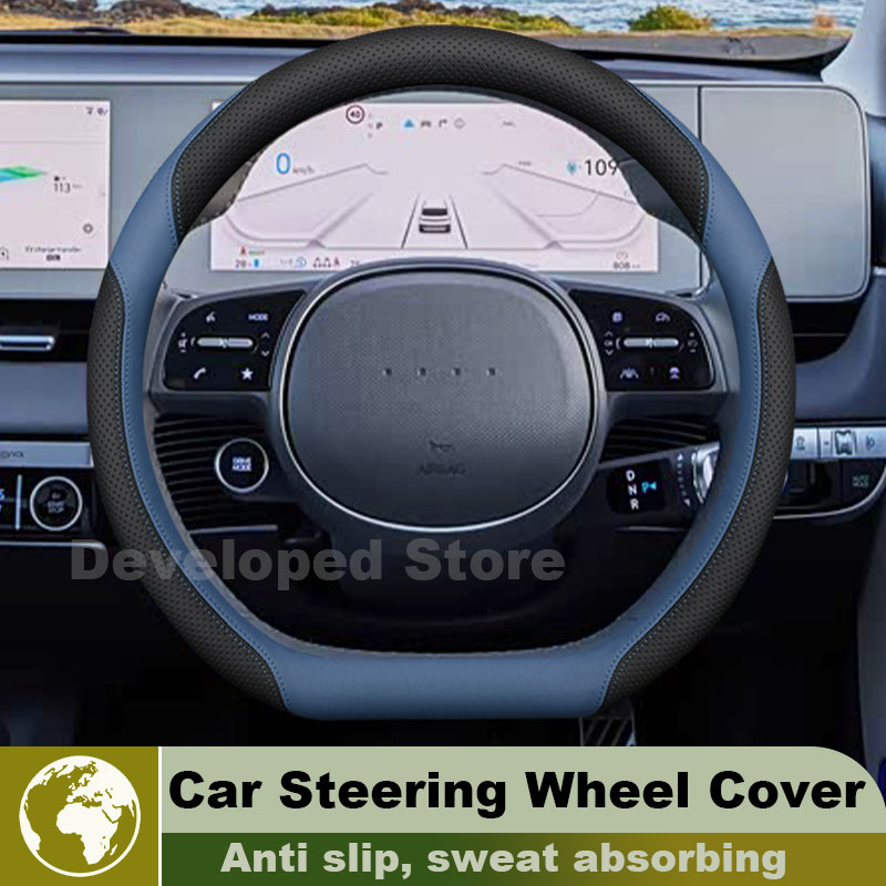 Car Steering Wheel Cover Anti Slip Breathable - Coprivolante in Pelle per Hyundai Ioniq