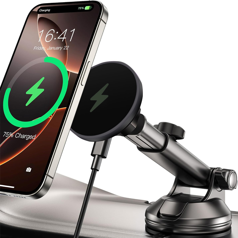 Wireless Car Charger Mount Fast Charging - UYUXIO 15W Ricarica Veloce Parabrezza Dash