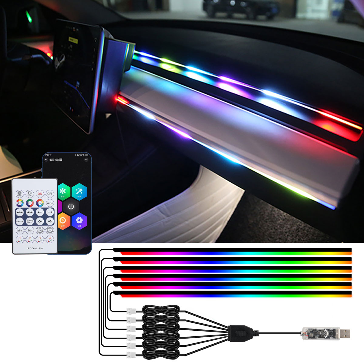 Led Ambient Interior Car Lights App Control - Luci ambientali a LED per auto