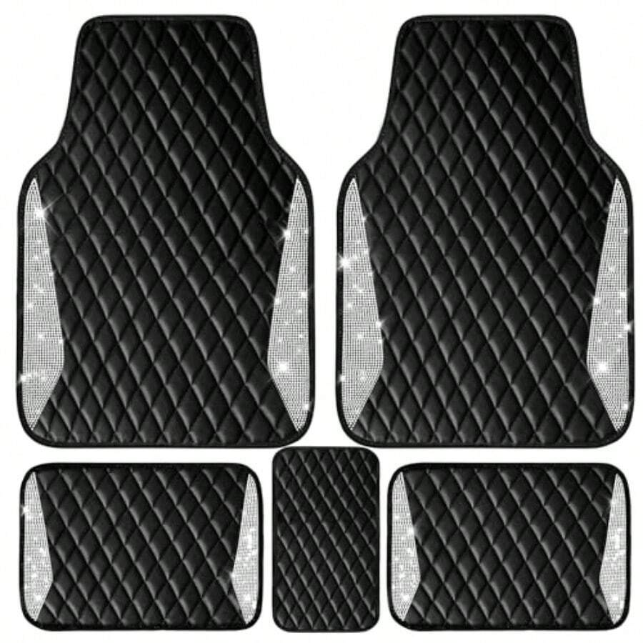 Car Floor Mats Universal Waterproof Leather - Tappetini Auto in Pelle con Diamanti