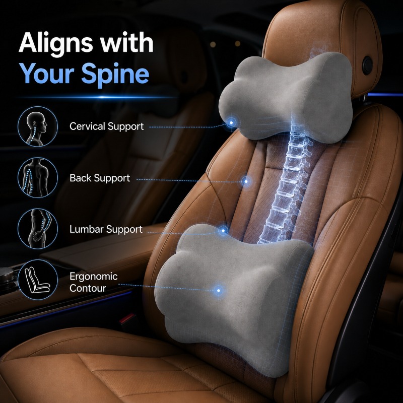 Cuscino Universale per Poggiat - Memory Foam Car Neck Pillow Lumbar Support recensione e prezzo