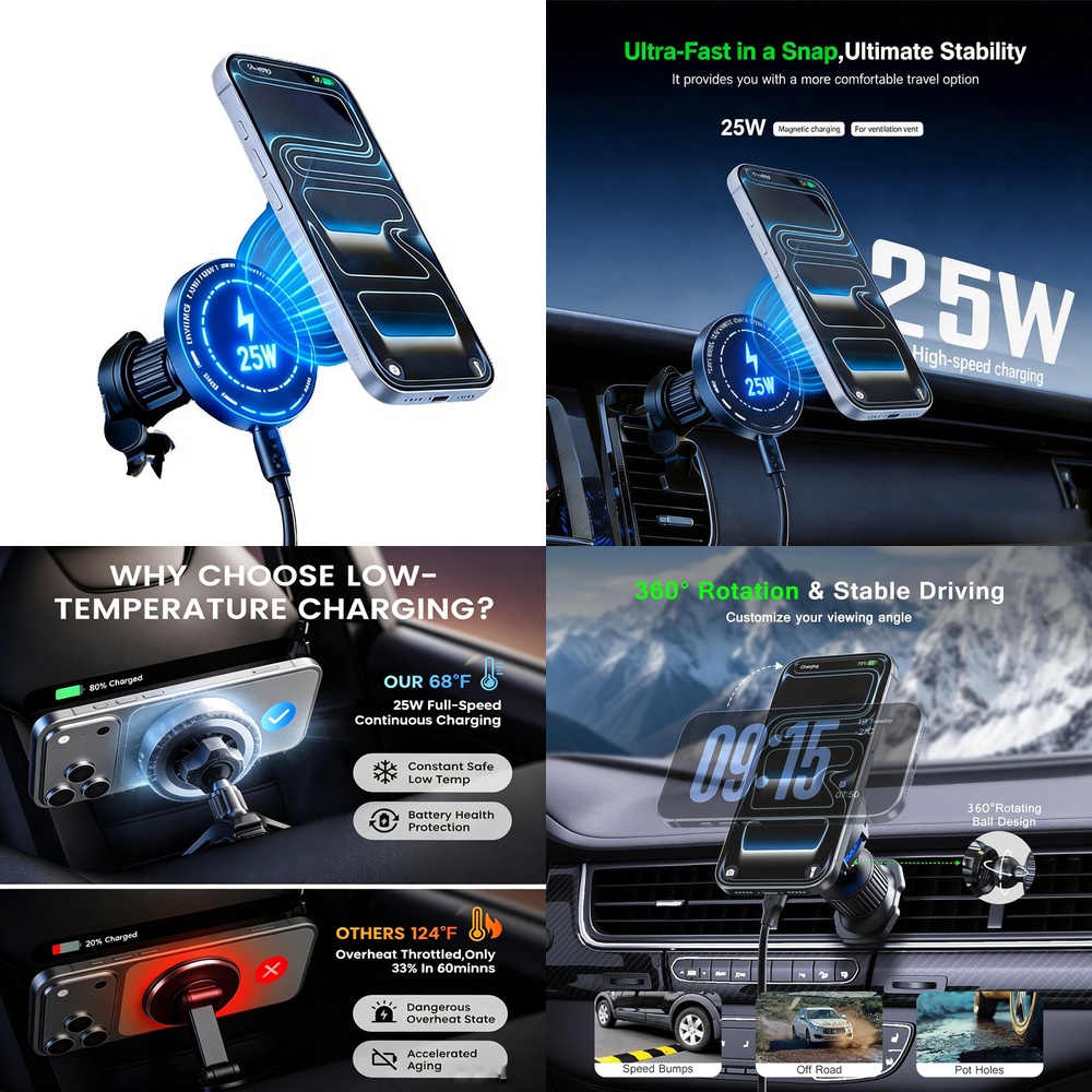 Potente Caricabatterie Wireles - Magnetic Phone Holder For Car Vent recensione e prezzo